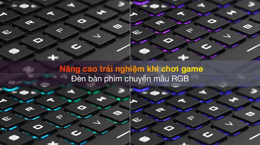 Laptop gaming thường được hỗ trợ đèn bàn phím chuyển màu RGB