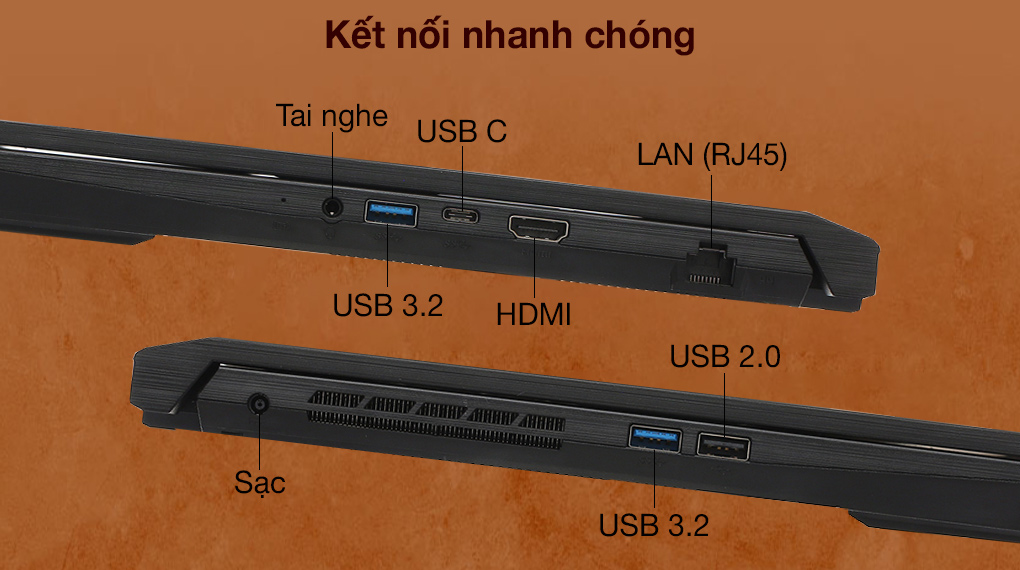 MSI Katana GF66 11UC i7 11800H (224VN) - Cổng kết nối